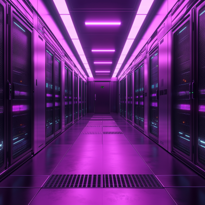 Purple Lit Server Room