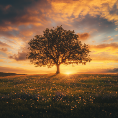 Lone Tree at Sunset