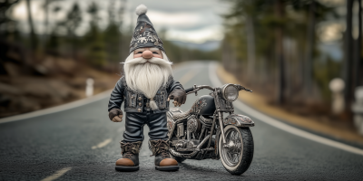 Rebellious Gnome on a Motorcycle