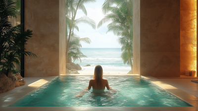 Luxury Indoor Pool with Beach View