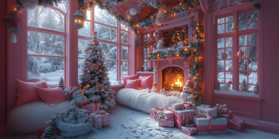 Pink Christmas House