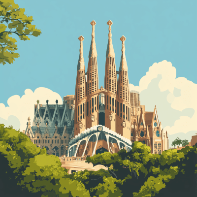 Barcelona Landmark Illustration