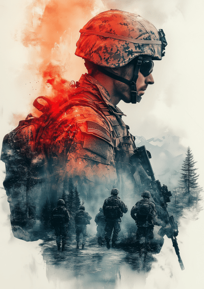 US Military Double Exposure Art