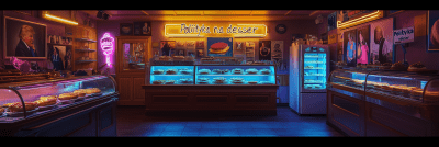 Cinematic Nighttime Patisserie