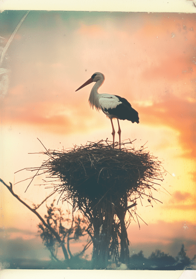 Storks at Sunset