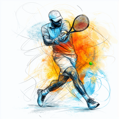 Colorful Doodle of Tennis Players