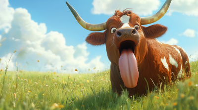 Cow with Long Tongue