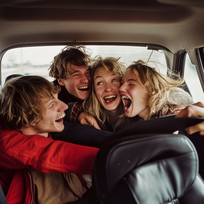 Danish Friends in a Car