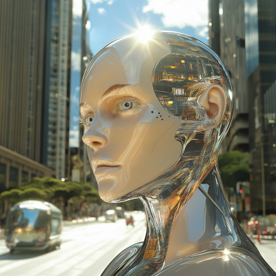 Futuristic Cyborg in the City