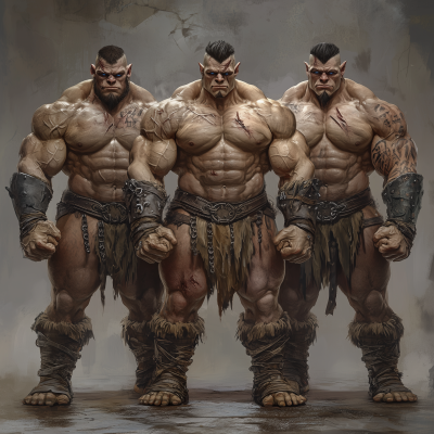 Muscular Quadruplets in Gladiator Armor