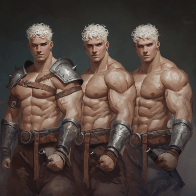 Muscular Quadruplets in Gladiator Armor