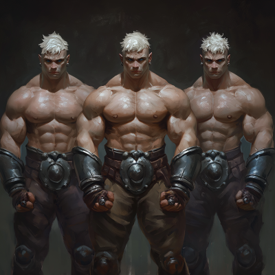 Muscular Half-Orc Quadruplets