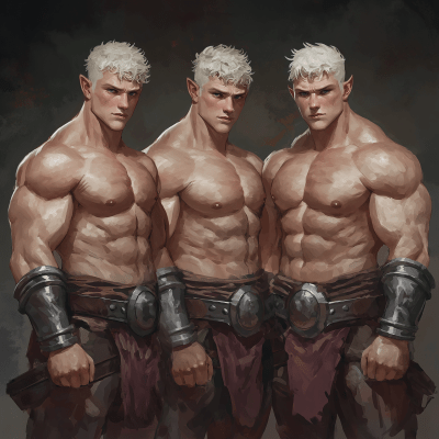 Identical Quadruplets in Gladiator Armor