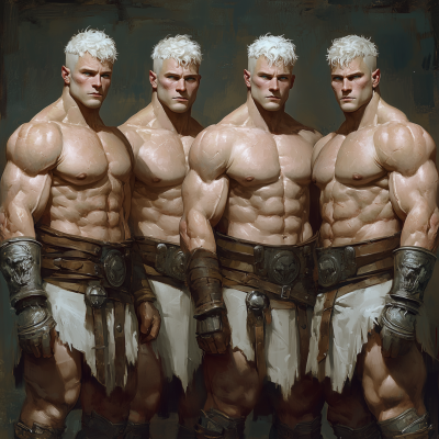 Muscular Quadruplets in Gladiator Armor