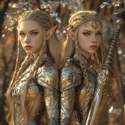 Elven Knights in a Magical Forest