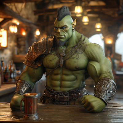 Medieval Tavern Scene with Orcs