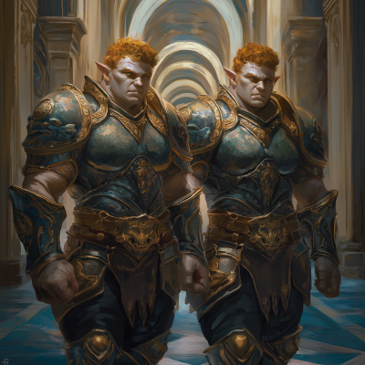 Muscular Knight Half-Orc Twins