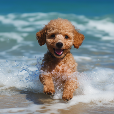 Puppy Poodle at the Beach