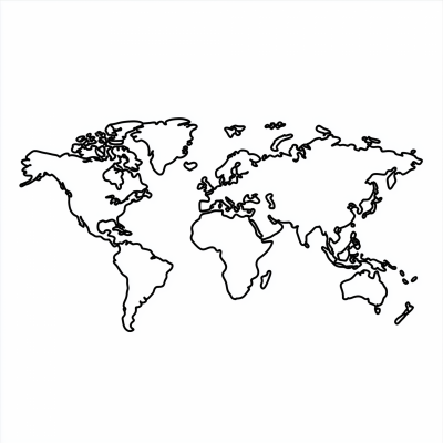 Minimal Black and White World Map