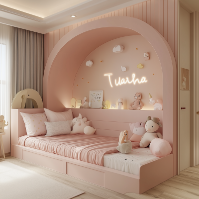 Pastel Pink Kid’s Bedroom Mockup