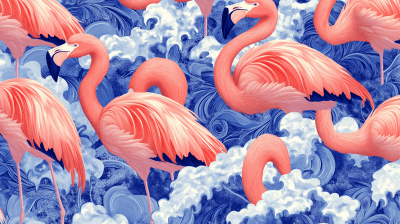 Abstract Flamingo Flock