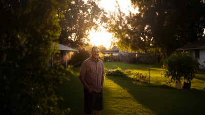 Smiling Man in Backyard