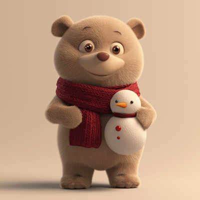 Brown Bear with Snowman
