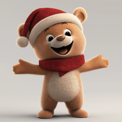 Cheerful Bear in Christmas Attire