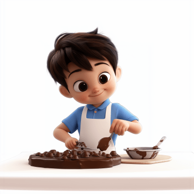 Little Boy Making Chocolate