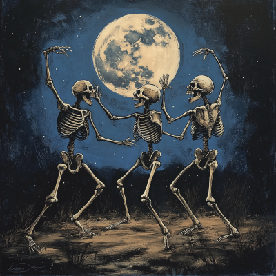 Dancing Skeletons Under the Blue Moonlight