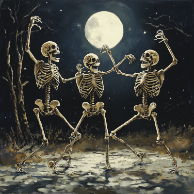 Dancing Skeletons Under Moonlight