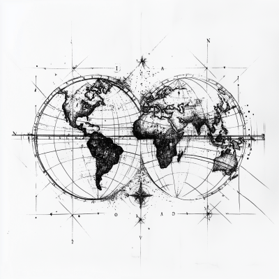 Global Map Tattoo Design