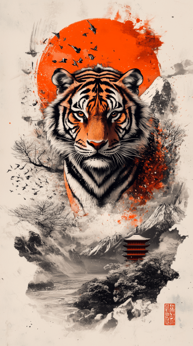 Tiger in Snowy Mountains