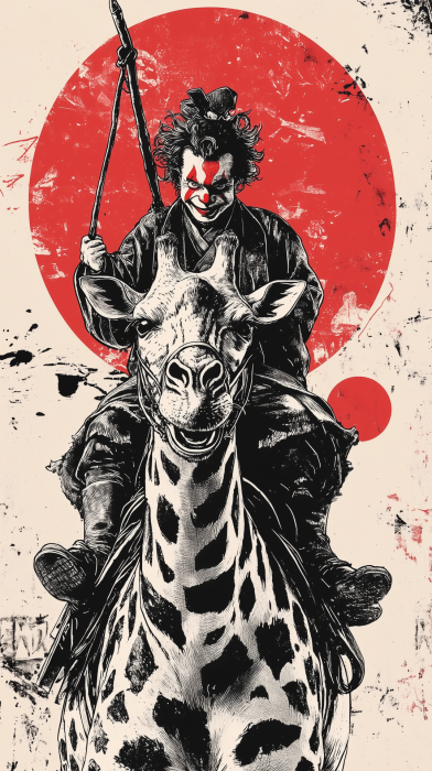 Clown on Giraffe