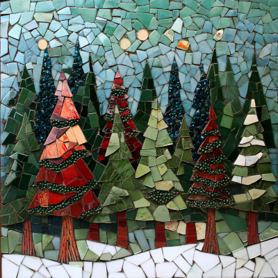 Mosaic Christmas Pine Trees