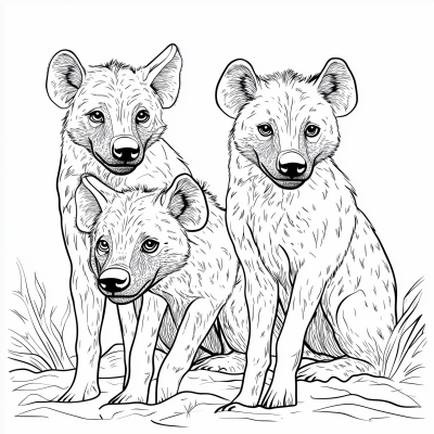 Hyenas Coloring Page