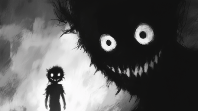 Eerie Child in Shadows