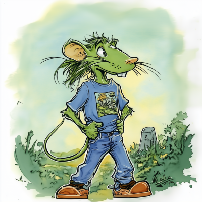 Humanoid Green Rat Character