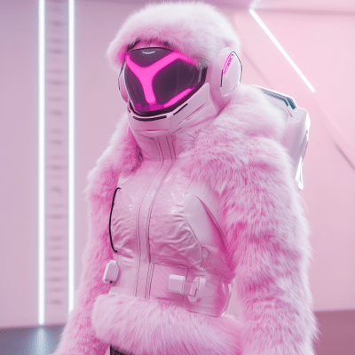 Futuristic Pink Fur Outfit