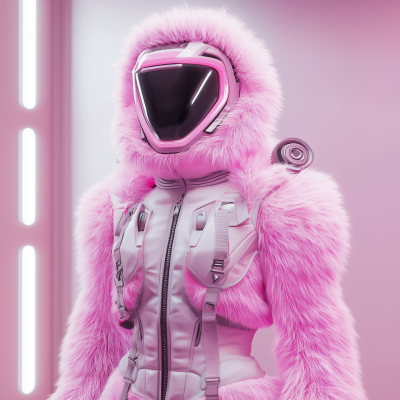 Futuristic Pink Fur Outfit