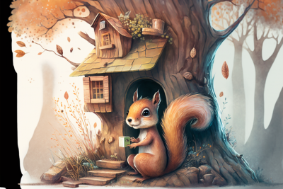 Cute Illustrated Squirrel