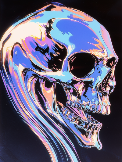 Dynamic Swirling Purple Chrome Skull