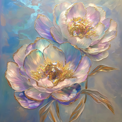 Holographic Rhinestone Peonies