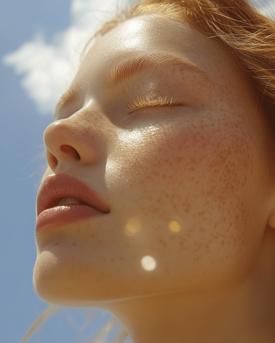 Model Breathing Outdoors