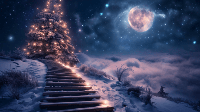 Wooden Staircase to the Stars