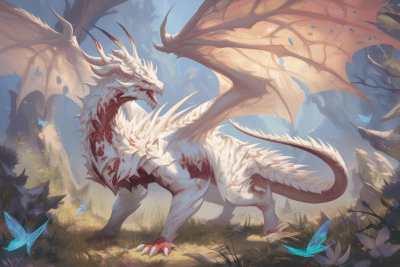 Albino Dragon in Anime Style