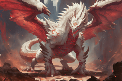 Albino Dragon in Mystic Landscape