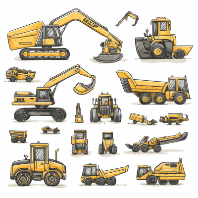 Construction Vehicles Clipart Set