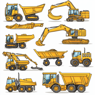 Construction Vehicles Clipart Set