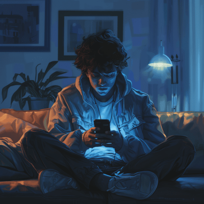 Teenager Addicted to Phone